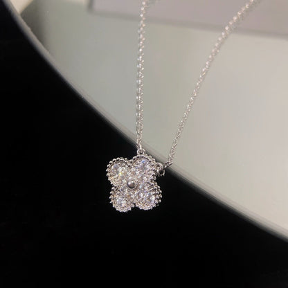 [LUCKY LOVE]CLOVER 15MM DIAMOND SINGLE FLOWER NECKLACE