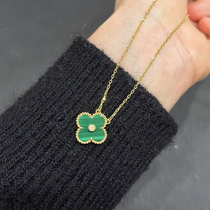 [LUCKY LOVE]CLOVER 15MM DIAMOND TURQUOISE NECKLACE