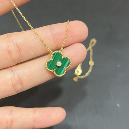 [LUCKY LOVE]CLOVER 15MM DIAMOND TURQUOISE NECKLACE