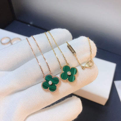 [LUCKY LOVE]CLOVER 15MM DIAMOND TURQUOISE NECKLACE