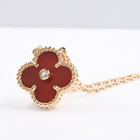[LUCKY LOVE]CLOVER 15MM DIAMOND CARNELIAN NECKLACE