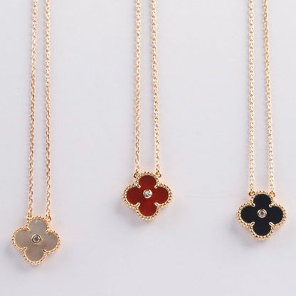 [LUCKY LOVE]CLOVER 15MM DIAMOND CARNELIAN NECKLACE