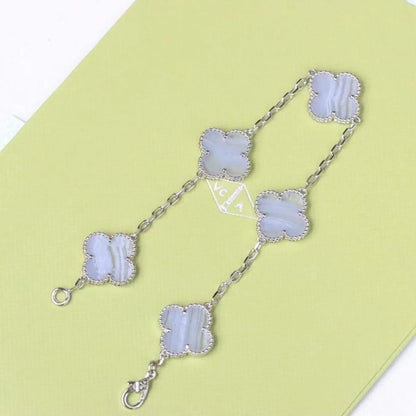 [LUCKY LOVE] CLOVER 5 MOTIF PURPLE CHALCEDONY BRACELET COLLECTION