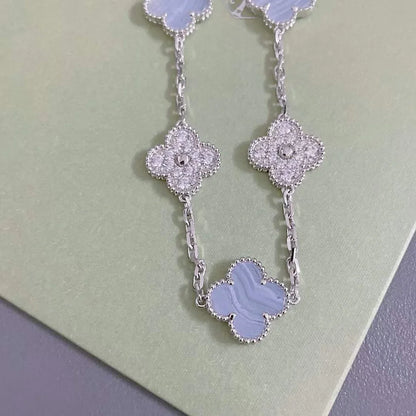 [LUCKY LOVE] CLOVER 5 MOTIF PURPLE CHALCEDONY BRACELET COLLECTION