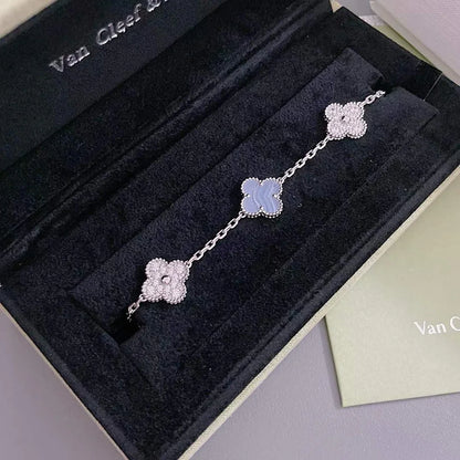 [LUCKY LOVE] CLOVER 5 MOTIF PURPLE CHALCEDONY BRACELET COLLECTION