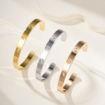 [LUCKY LOVE]LOVE BRACELET 6.1MM 1 DIAMOND OPEN CUFF