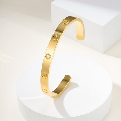 [LUCKY LOVE]LOVE BRACELET 6.1MM 1 DIAMOND OPEN CUFF