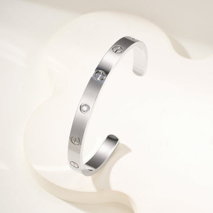 [LUCKY LOVE]LOVE BRACELET 6.1MM 1 DIAMOND OPEN CUFF