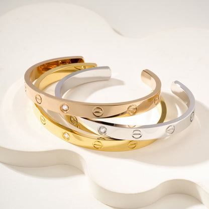 [LUCKY LOVE]LOVE BRACELET 6.1MM 1 DIAMOND OPEN CUFF