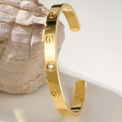 [LUCKY LOVE]LOVE BRACELET 6.1MM 1 DIAMOND OPEN CUFF