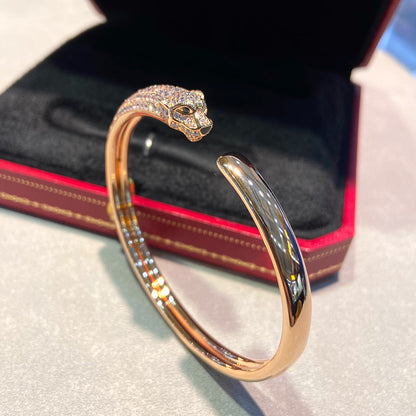 [LUCKY LOVE]PANTHERE HALF DIAMOND OPEN BRACELET