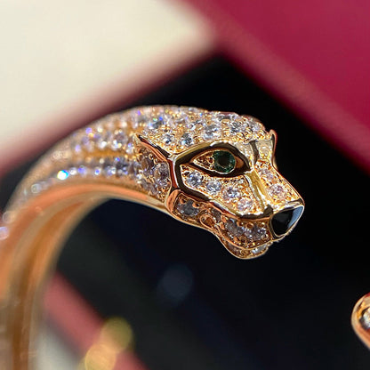 [LUCKY LOVE]PANTHERE HALF DIAMOND OPEN BRACELET