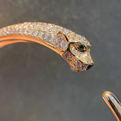 [LUCKY LOVE]PANTHERE HALF DIAMOND OPEN BRACELET