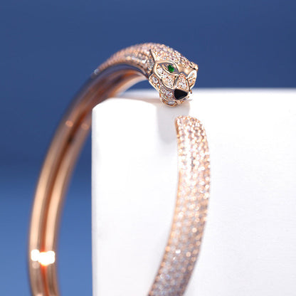 [LUCKY LOVE]PANTHERE FULL DIAMOND OPEN BRACELET