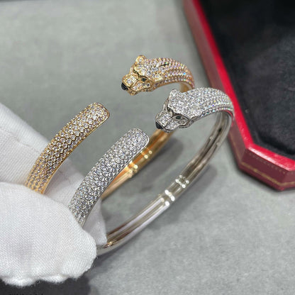 [LUCKY LOVE]PANTHERE FULL DIAMOND OPEN BRACELET