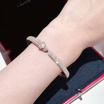 [LUCKY LOVE]PANTHERE FULL DIAMOND OPEN BRACELET