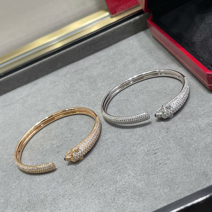 [LUCKY LOVE]PANTHERE FULL DIAMOND OPEN BRACELET