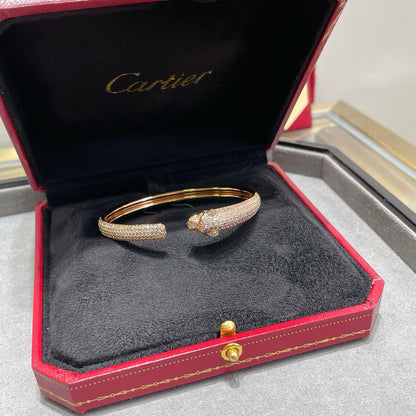 [LUCKY LOVE]PANTHERE FULL DIAMOND OPEN BRACELET