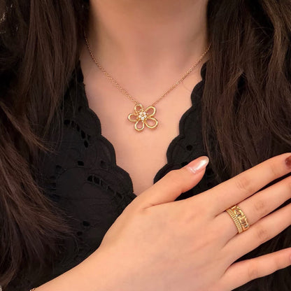 [LUCKY LOVE]FLOWERLACE NECKLACE 5 DIAMONDS