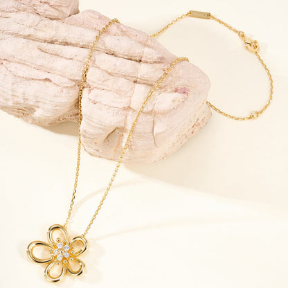 [LUCKY LOVE]FLOWERLACE NECKLACE 5 DIAMONDS