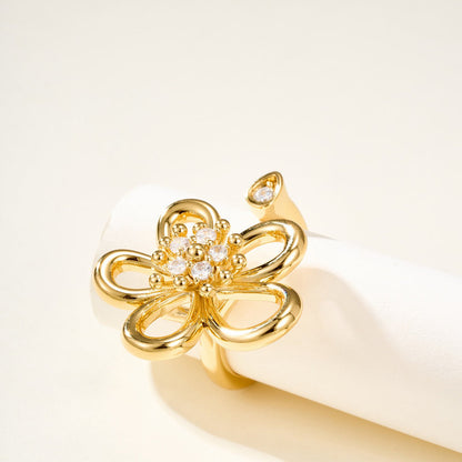 [LUCKY LOVE]  FLOWERLACE OPEN RING 5 DIAMONDS