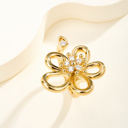 [LUCKY LOVE]  FLOWERLACE OPEN RING 5 DIAMONDS