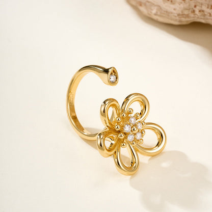 [LUCKY LOVE]  FLOWERLACE OPEN RING 5 DIAMONDS