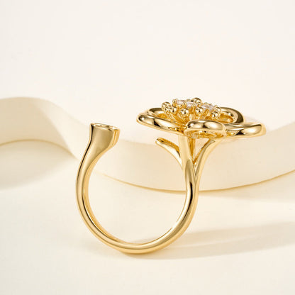[LUCKY LOVE]  FLOWERLACE OPEN RING 5 DIAMONDS