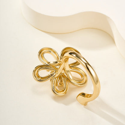 [LUCKY LOVE]  FLOWERLACE OPEN RING 5 DIAMONDS