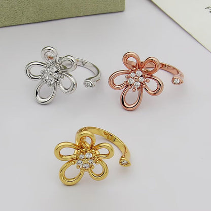 [LUCKY LOVE]  FLOWERLACE OPEN RING 5 DIAMONDS