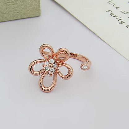 [LUCKY LOVE]  FLOWERLACE OPEN RING 5 DIAMONDS