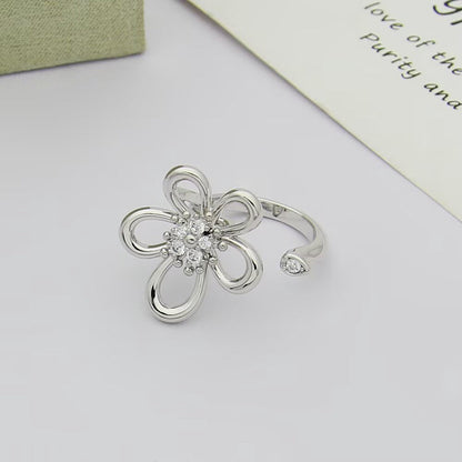 [LUCKY LOVE]  FLOWERLACE OPEN RING 5 DIAMONDS