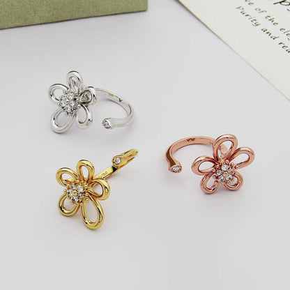 [LUCKY LOVE]  FLOWERLACE OPEN RING 5 DIAMONDS