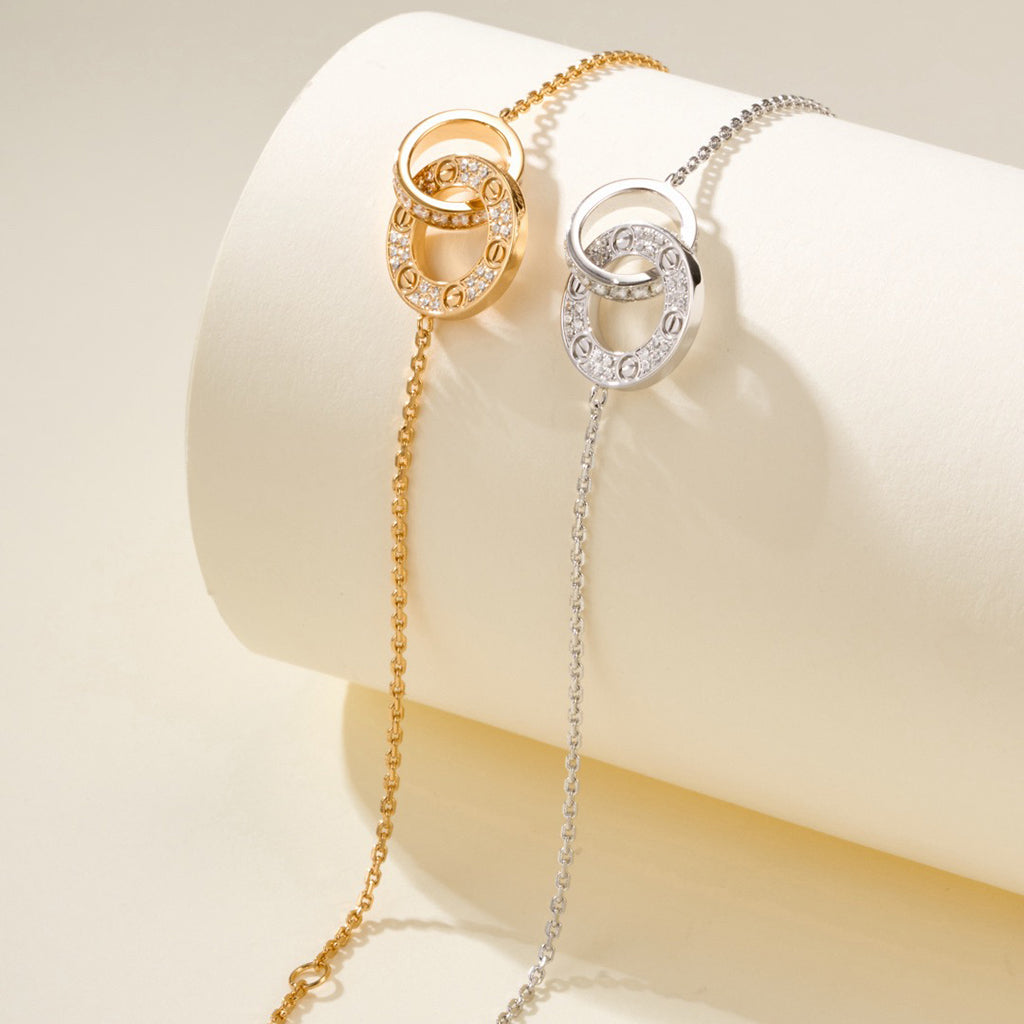 [LUCKY LOVE]LOVE DOUBLE RING FULL DIAMOND BRACELET