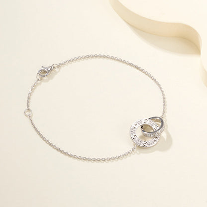 [LUCKY LOVE]LOVE DOUBLE RING FULL DIAMOND BRACELET