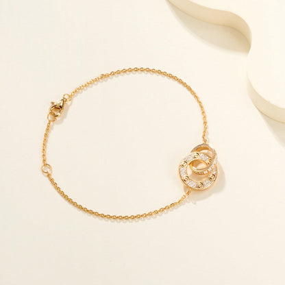 [LUCKY LOVE]LOVE DOUBLE RING FULL DIAMOND BRACELET