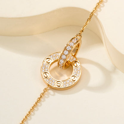 [LUCKY LOVE]LOVE DOUBLE RING FULL DIAMOND BRACELET