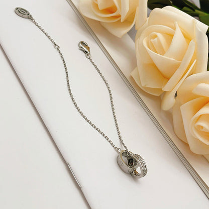 [LUCKY LOVE]LOVE DOUBLE RING HALF DIAMOND BRACELET