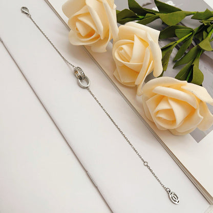[LUCKY LOVE]LOVE DOUBLE RING HALF DIAMOND BRACELET