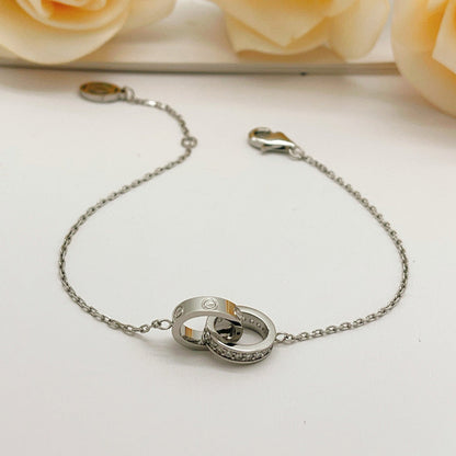 [LUCKY LOVE]LOVE DOUBLE RING HALF DIAMOND BRACELET