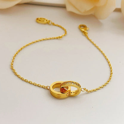 [LUCKY LOVE]LOVE DOUBLE RING HALF DIAMOND BRACELET