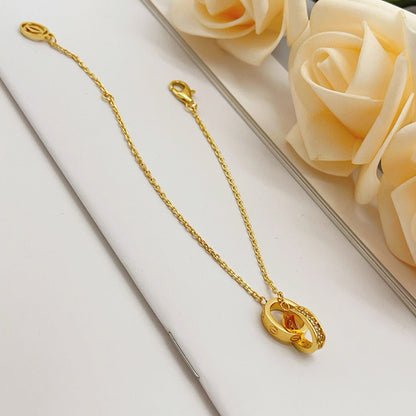 [LUCKY LOVE]LOVE DOUBLE RING HALF DIAMOND BRACELET