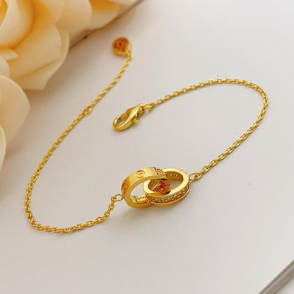 [LUCKY LOVE]LOVE DOUBLE RING HALF DIAMOND BRACELET