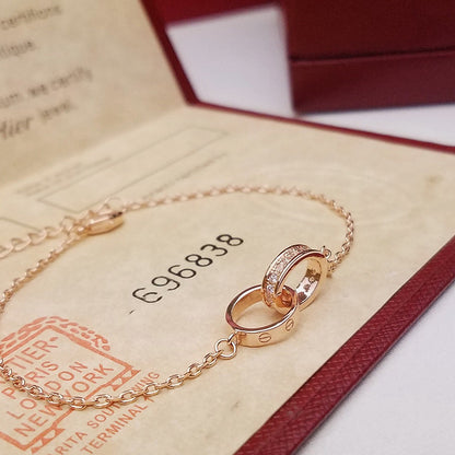 [LUCKY LOVE]LOVE DOUBLE RING HALF DIAMOND BRACELET