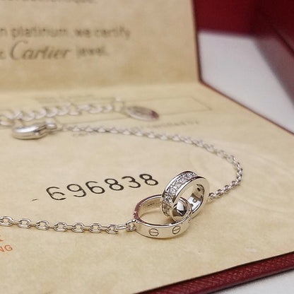 [LUCKY LOVE]LOVE DOUBLE RING HALF DIAMOND BRACELET