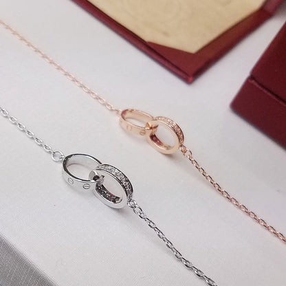 [LUCKY LOVE]LOVE DOUBLE RING HALF DIAMOND BRACELET