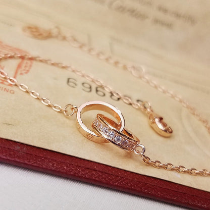 [LUCKY LOVE]LOVE DOUBLE RING HALF DIAMOND BRACELET