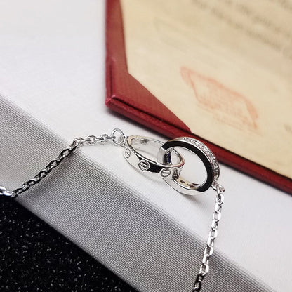 [LUCKY LOVE]LOVE DOUBLE RING HALF DIAMOND BRACELET