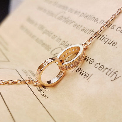 [LUCKY LOVE]LOVE DOUBLE RING HALF DIAMOND BRACELET