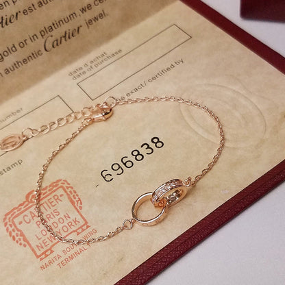 [LUCKY LOVE]LOVE DOUBLE RING HALF DIAMOND BRACELET